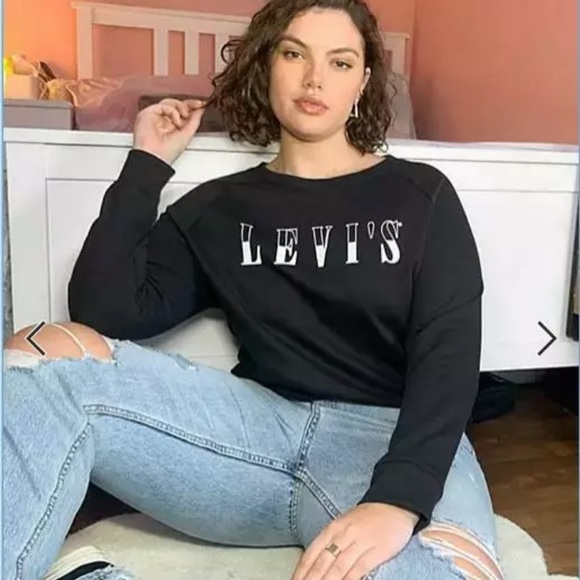 Levi’s Sweatshirt black Crewneck logo plus size basic - Picture 1 of 11